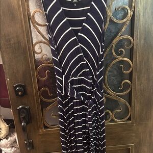 Bobeau Navy and White Striped Maxi Dress
